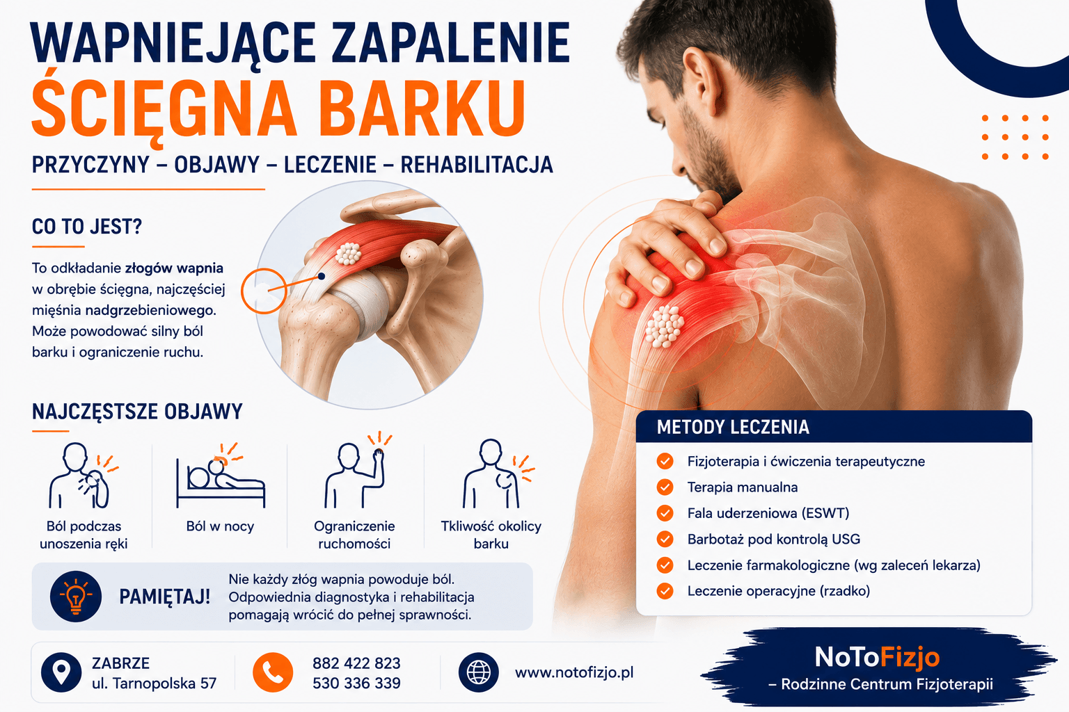 You are currently viewing Wapniejące zapalenie ścięgna barku – objawy, leczenie i rehabilitacja | Rehabilitacja Zabrze