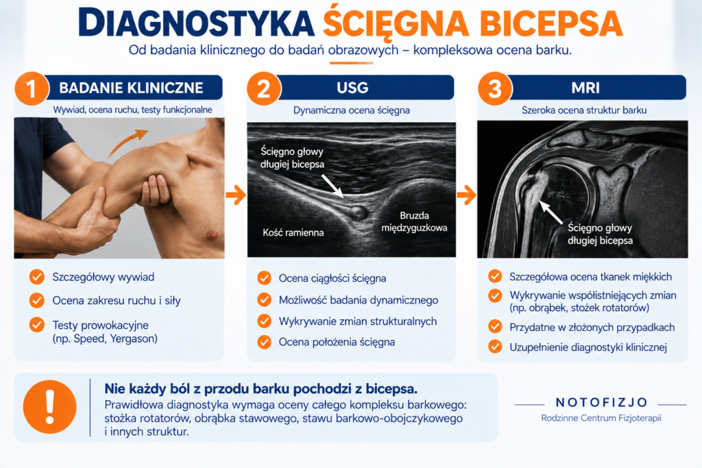 Diagnostyka tendinopatii ścięgna głowy długiej bicepsa – badanie kliniczne USG i MRI