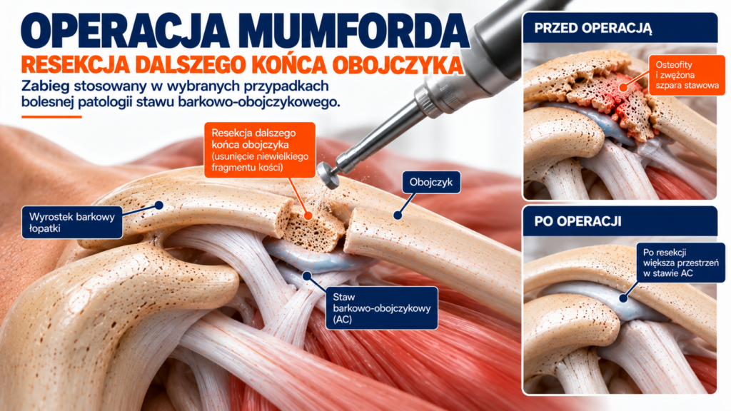 Resekcja dalszego końca obojczyka podczas operacji Mumforda stawu barkowo-obojczykowego