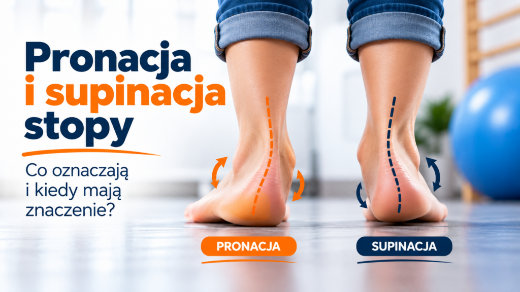Pronacja i supinacja stopy – porównanie ustawienia pięty i biomechaniki stopy podczas obciążania.