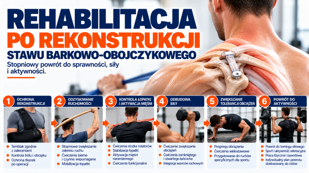Rehabilitacja po rekonstrukcji stawu barkowo-obojczykowego – etapowa odbudowa ruchomości, siły i stabilności
