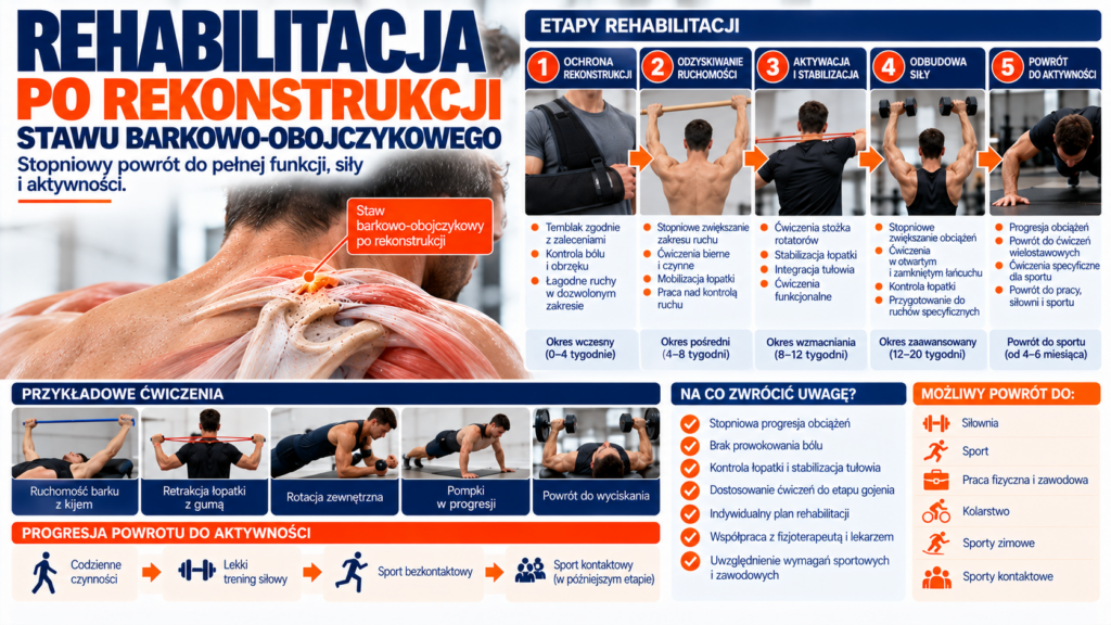 Rehabilitacja po rekonstrukcji stawu barkowo-obojczykowego – odzyskiwanie ruchomości, siły i powrót do sportu
