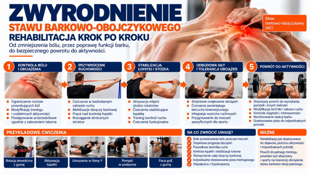 Rehabilitacja stawu barkowo-obojczykowego – ćwiczenia, odbudowa siły i stopniowy powrót do aktywności