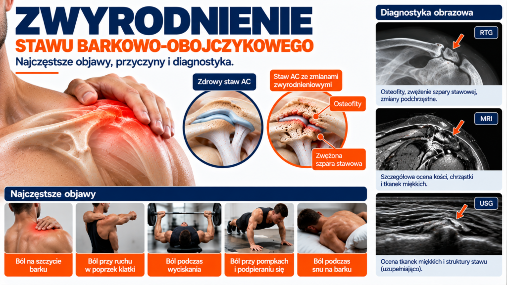 Zwyrodnienie stawu barkowo-obojczykowego, ból barku oraz diagnostyka RTG, MRI i USG